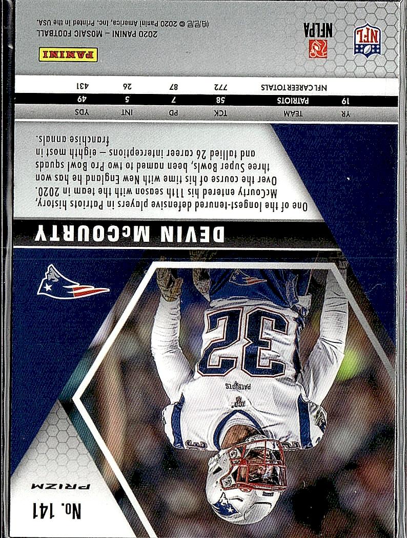 2020 Panini Mosaic #141 Devin McCourty Prizm Silver