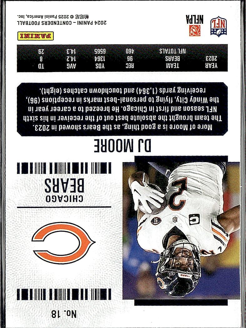 2024 Panini Contenders #18 DJ Moore Game Ticket Bronze