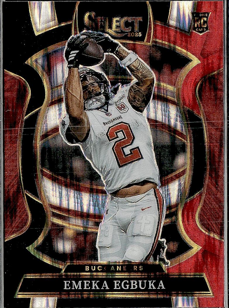 2025 Panini Select #37 Emeka Egbuka Black and Red Prizm Shock