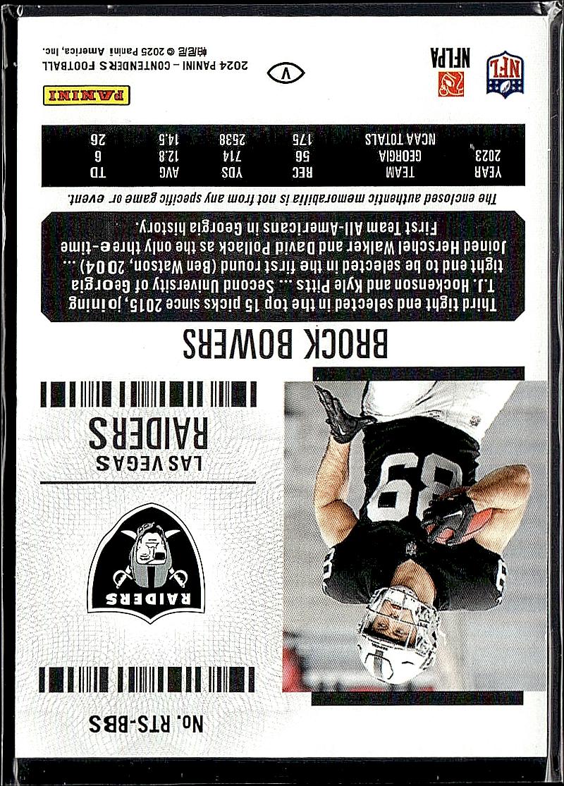 2024 Panini Contenders #RTS-BBS Brock Bowers Rookie Ticket Swatches