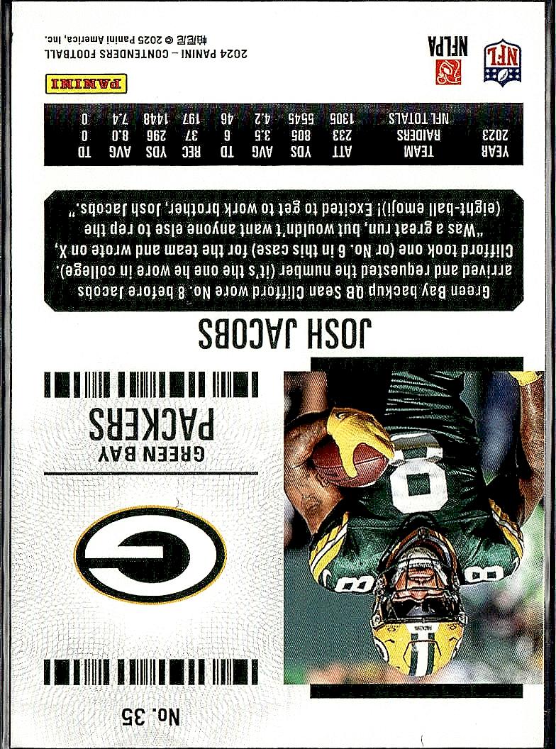 2024 Panini Contenders #35 Josh Jacobs Retail