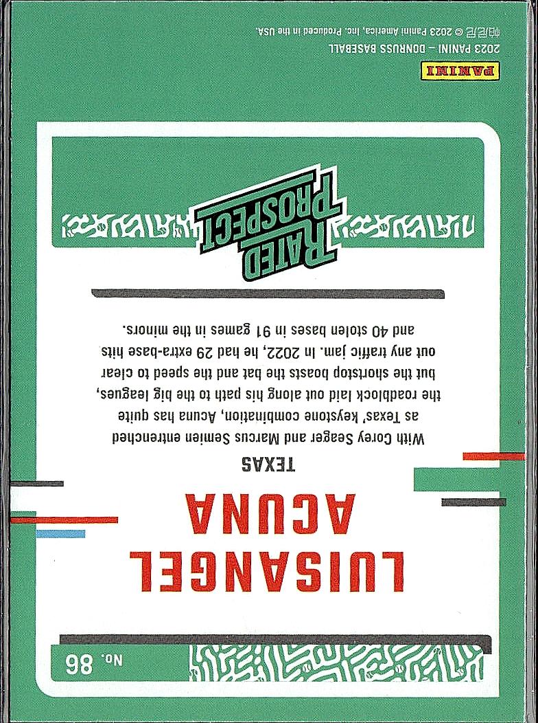 2023 Donruss #86 Luisangel Acuna Holo Blue