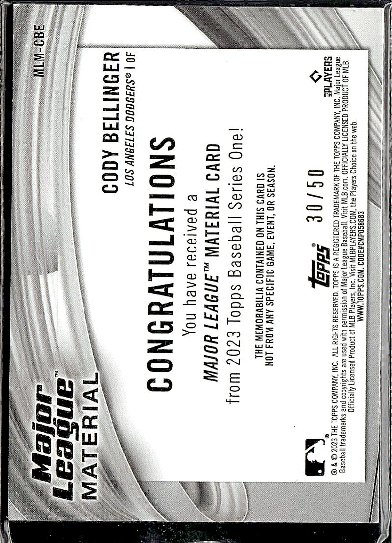 2023 Topps Cody Bellinger Major League Material Gold #/50