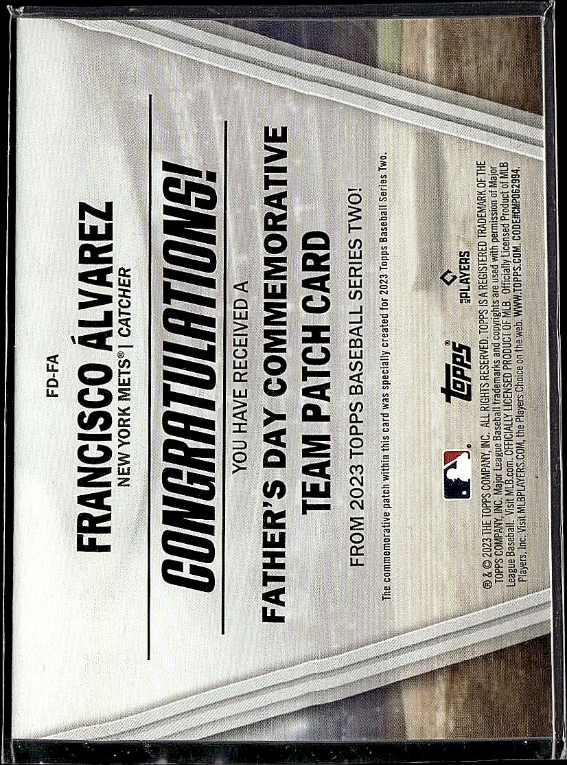 2023 Topps #FD-FA Francisco Alvarez Father's Day Commemorative Team Patches