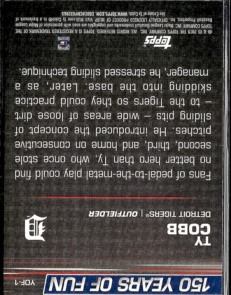 2019 Topps Opening Day #YOF-1 Ty Cobb 150 Years of Fun