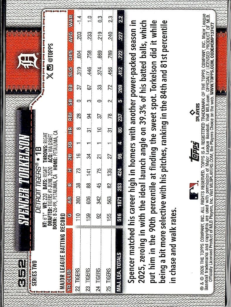 2026 Topps #352 Spencer Torkelson