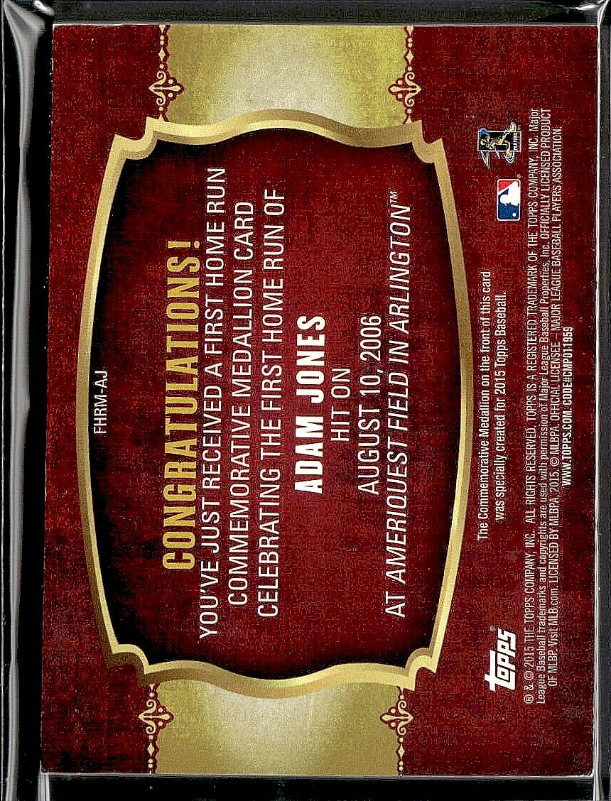 2015 Topps #FHRM-AJ Adam Jones First Home Run Medallions