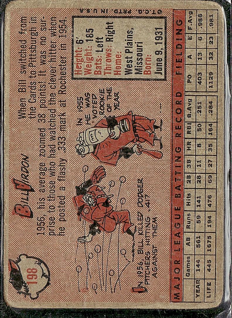 1958 Topps #198 Bill Virdon