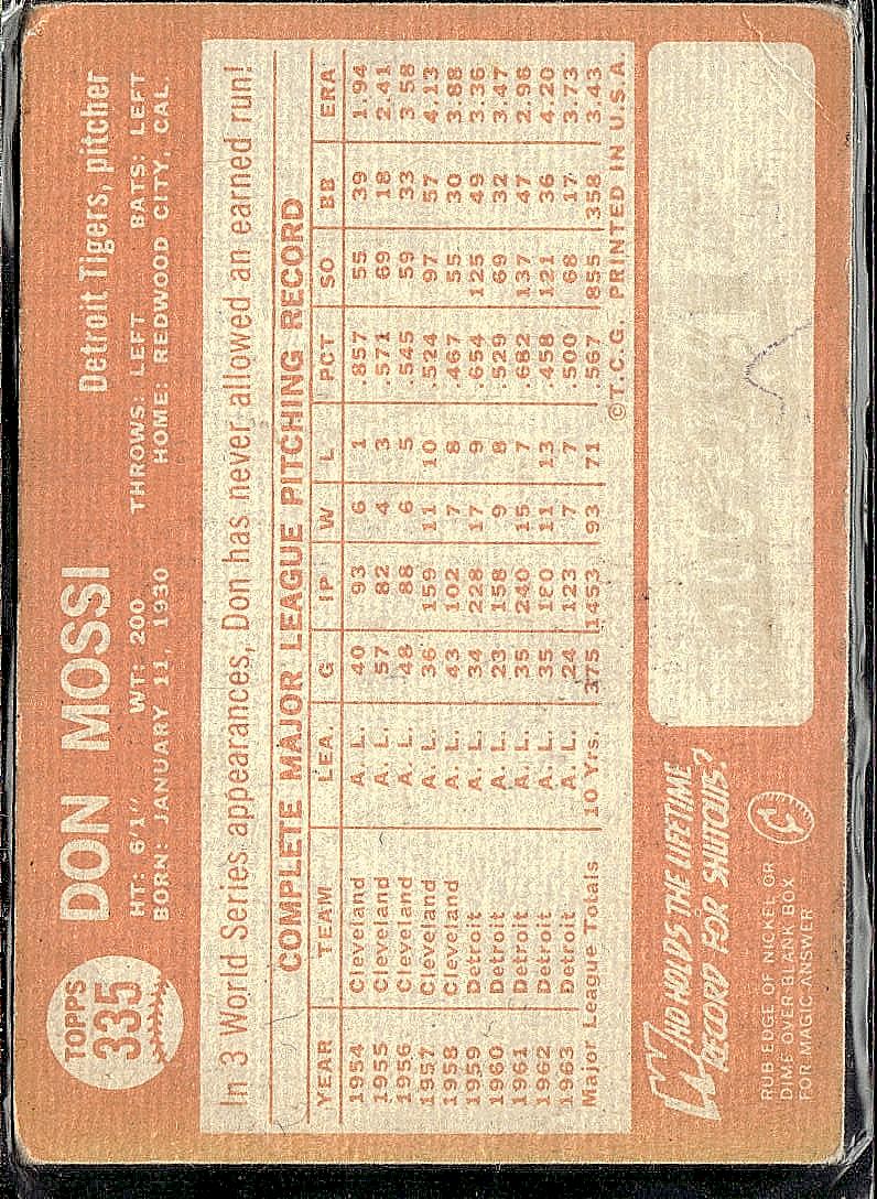 1964 Topps #335 Don Mossi