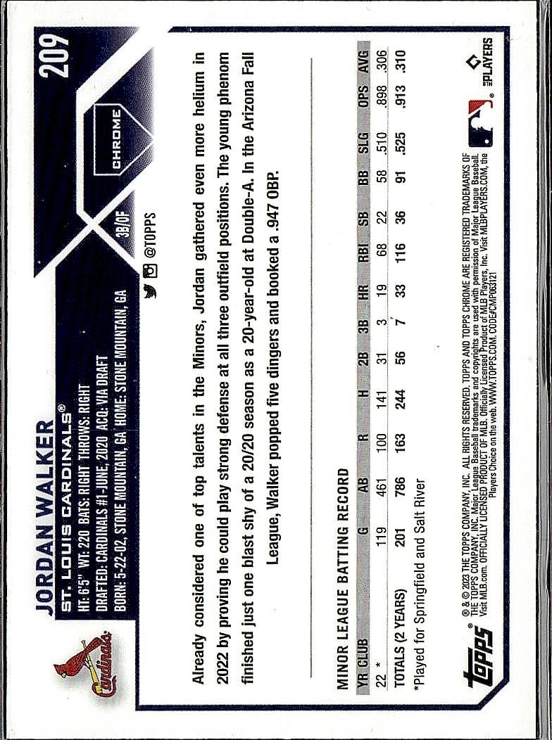 2023 Topps Chrome #209 Jordan Walker