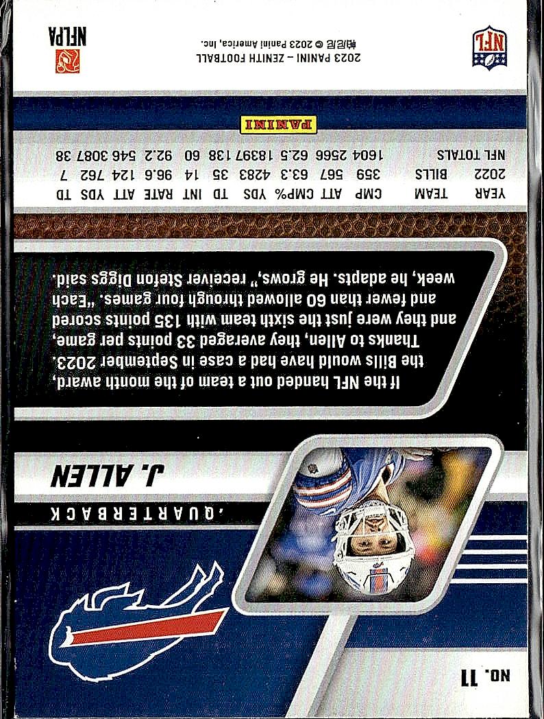 2023 Panini Zenith #11 Josh Allen Red Zone