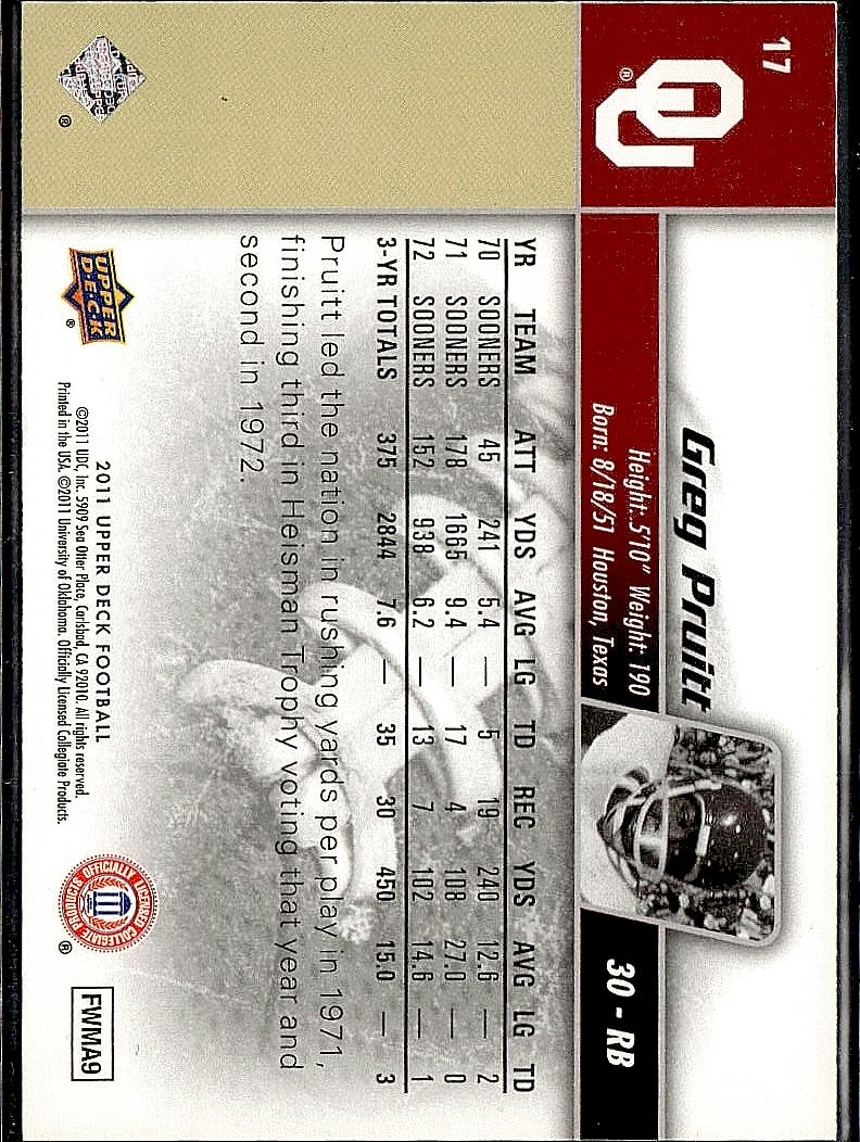 2011 Upper Deck #17 Greg Pruitt