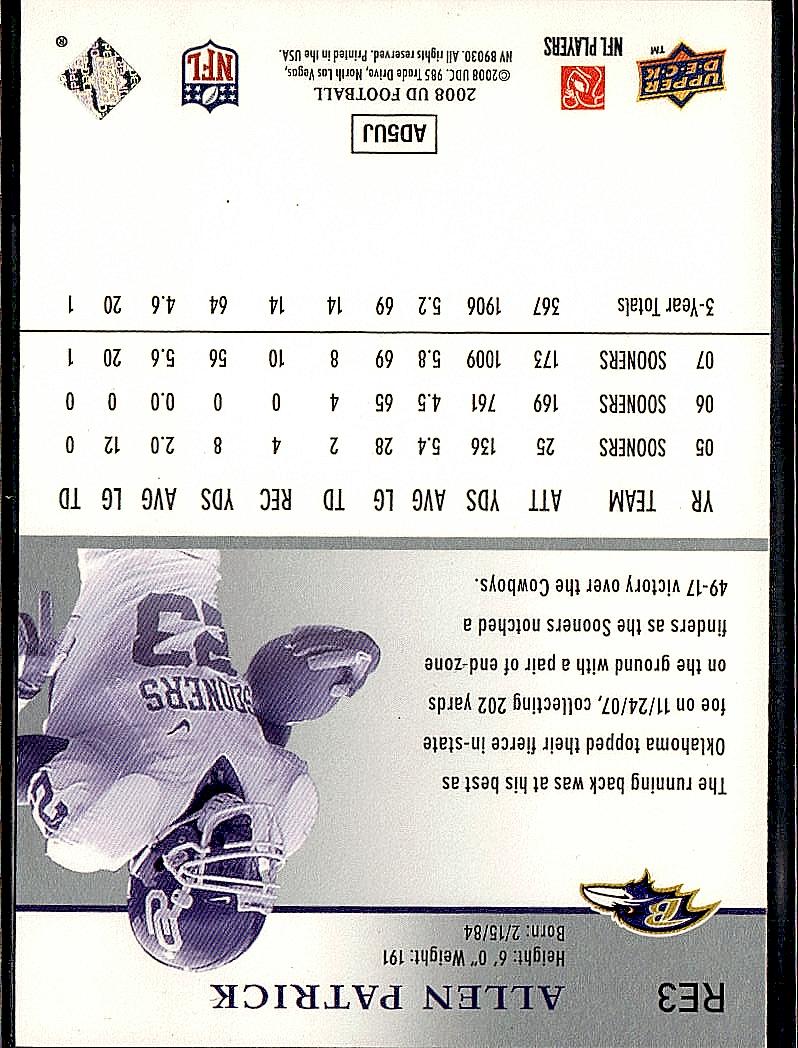 2008 Upper Deck Rookie Exclusives #RE3 Allen Patrick