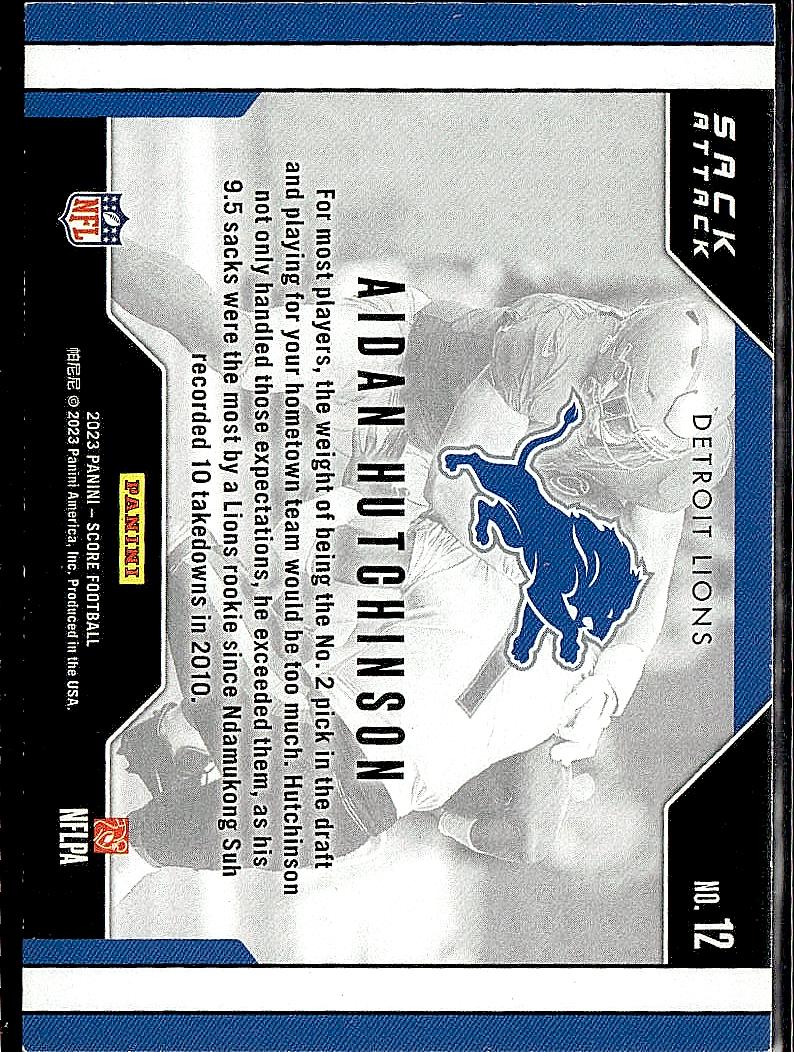 2023 Score #12 Aidan Hutchinson Sack Attack Red