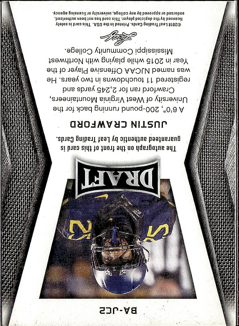 2018 Leaf Draft #BA-JC2 Justin Crawford Autographs