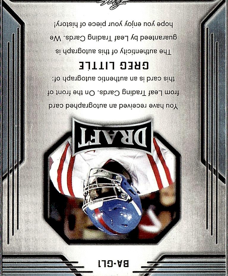 2019 Leaf Draft #BA-GL1 Greg Little Autographs Gold