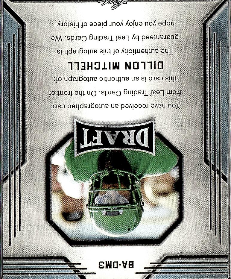 2019 Leaf Draft #BA-DM3 Dillon Mitchell Autographs