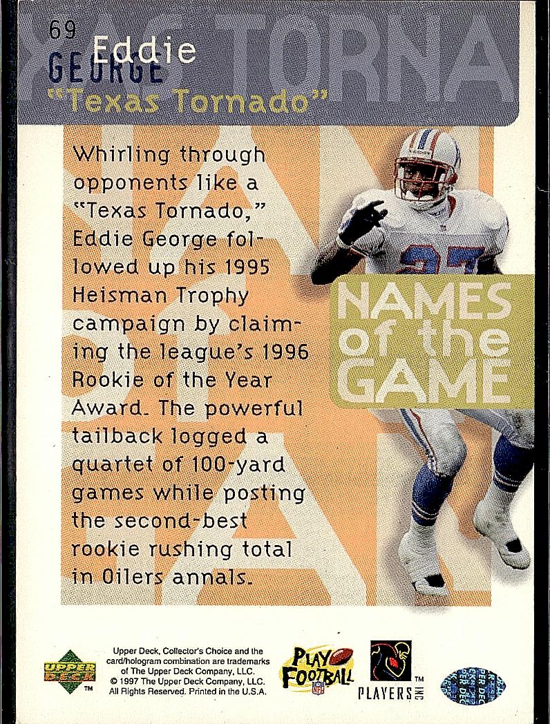 1997 Collector's Choice #5 Eddie George Names of the Game 5X7