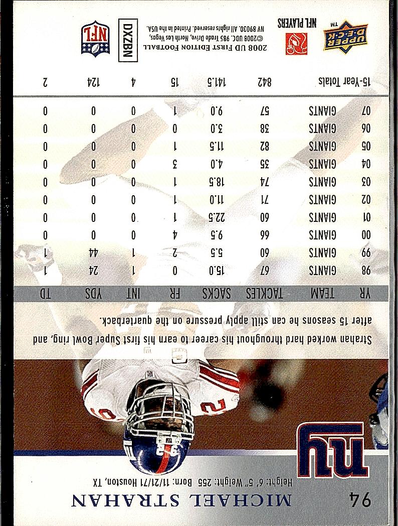 2008 Upper Deck #124 Michael Strahan