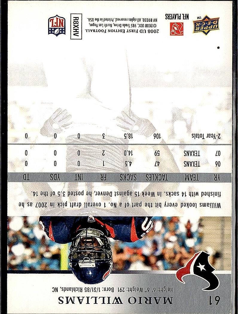 2008 Upper Deck First Edition #61 Mario Williams