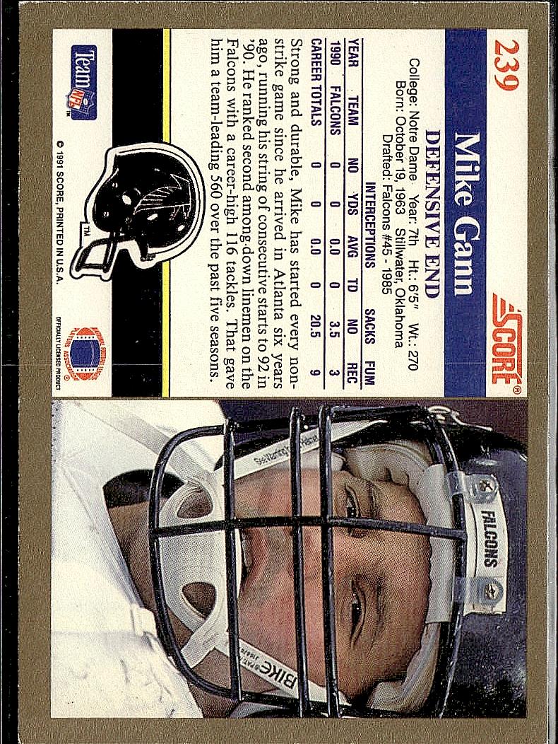 1991 Score #239 Mike Gann