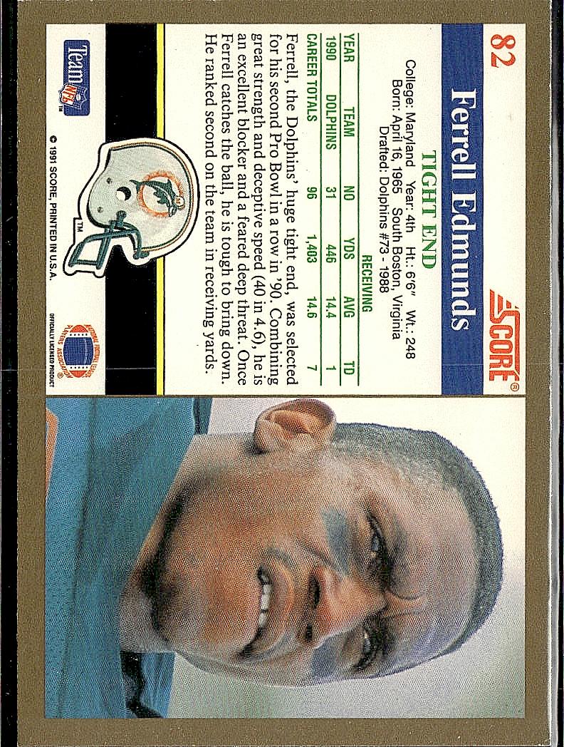 1991 Score #82 Ferrell Edmunds