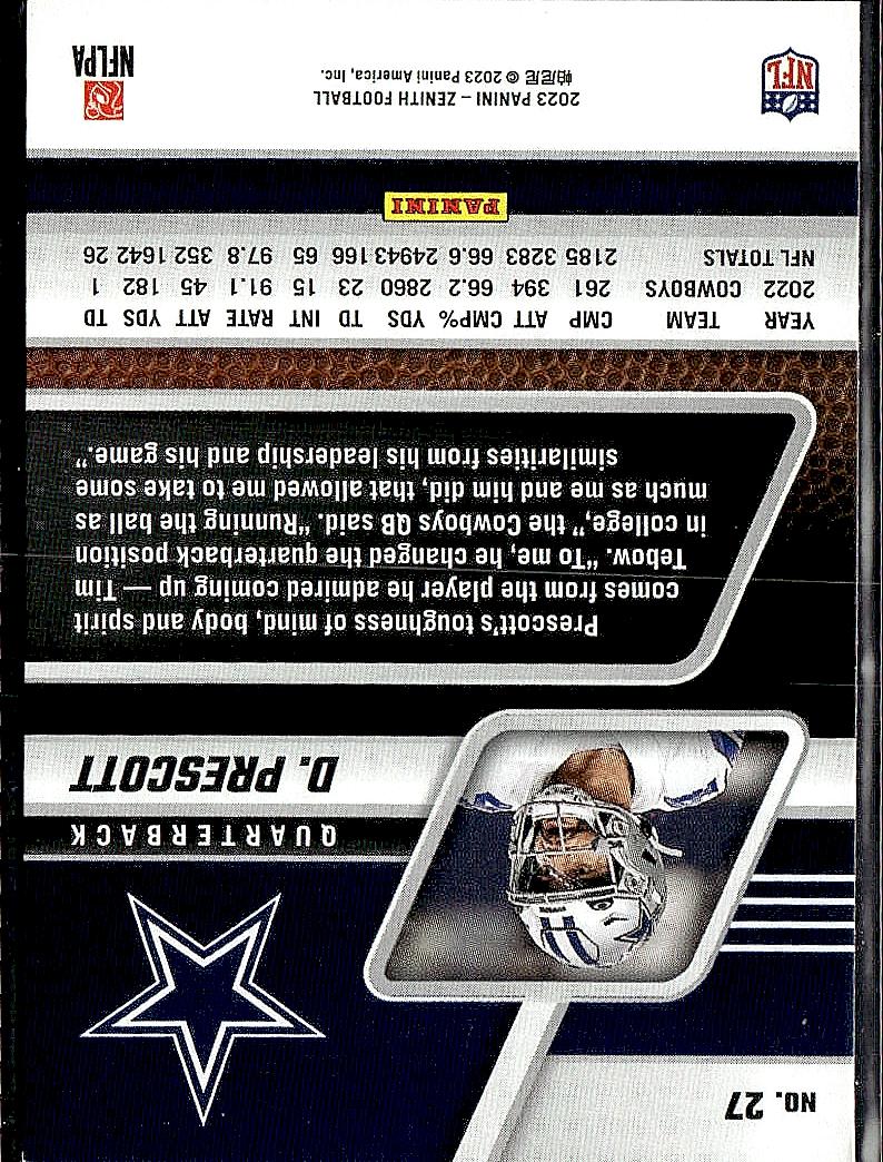 2023 Panini Zenith #27 Dak Prescott