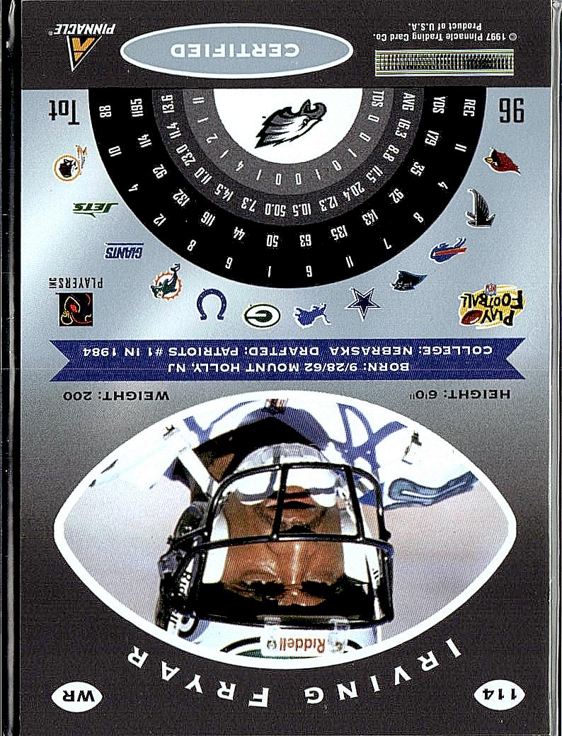 1997 Pinnacle Certified #114 Irving Fryar