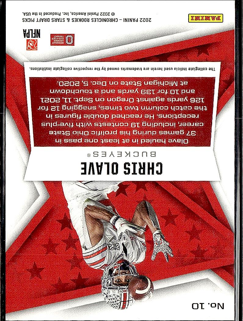 2022 Panini Chronicles Draft Picks #10 Chris Olave Rookies and Stars