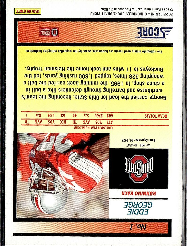 2022 Panini Chronicles Draft Picks #1 Eddie George Score Retro Bronze