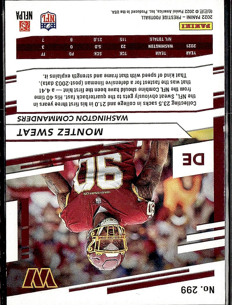 2022 Panini Prestige #299 Montez Sweat