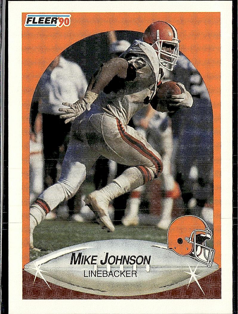 1990 Fleer #50b Mike Johnson Right edge of A in AFC logo aligned with blue