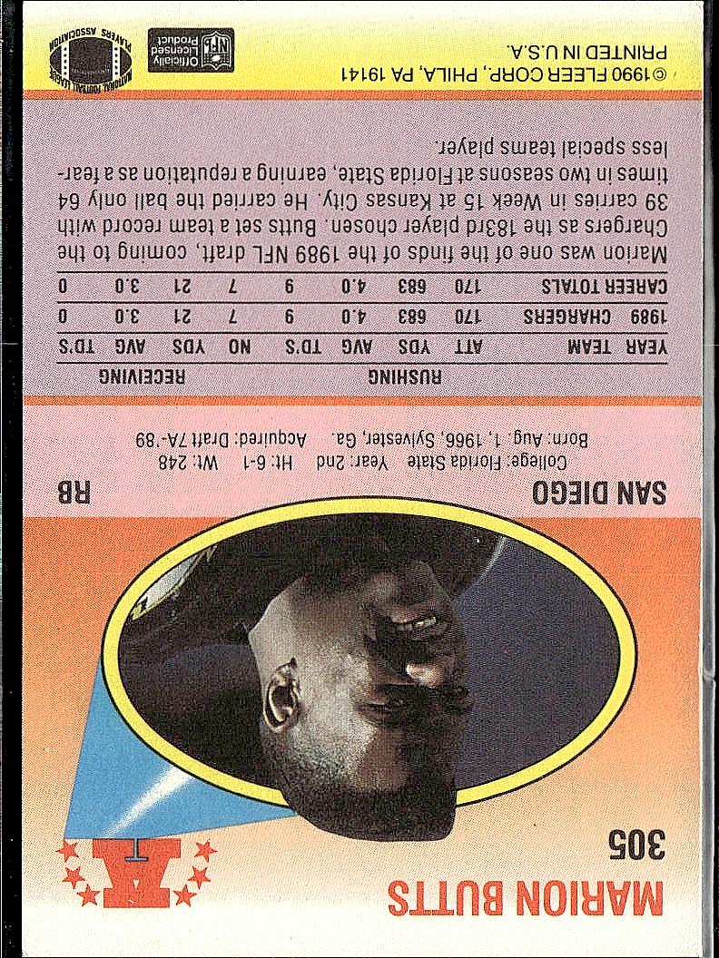 1990 Fleer #305 Marion Butts