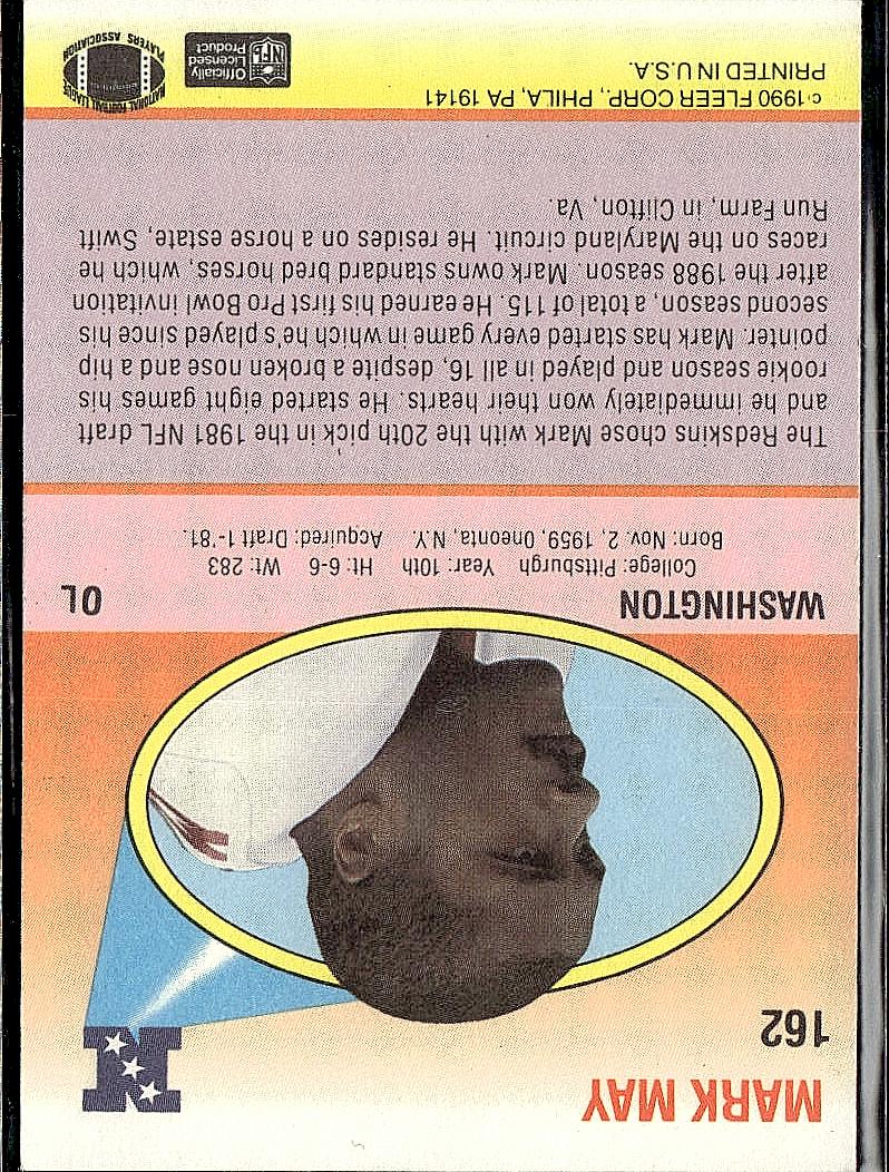 1990 Fleer #162b Mark May no black line above text on back