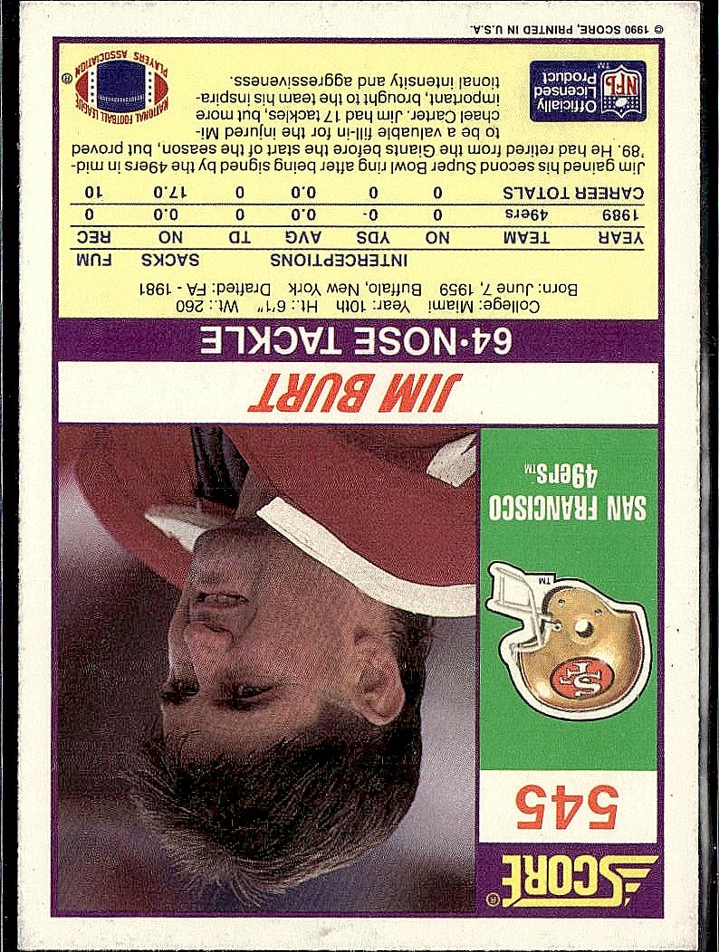 1990 Score #545 Jim Burt