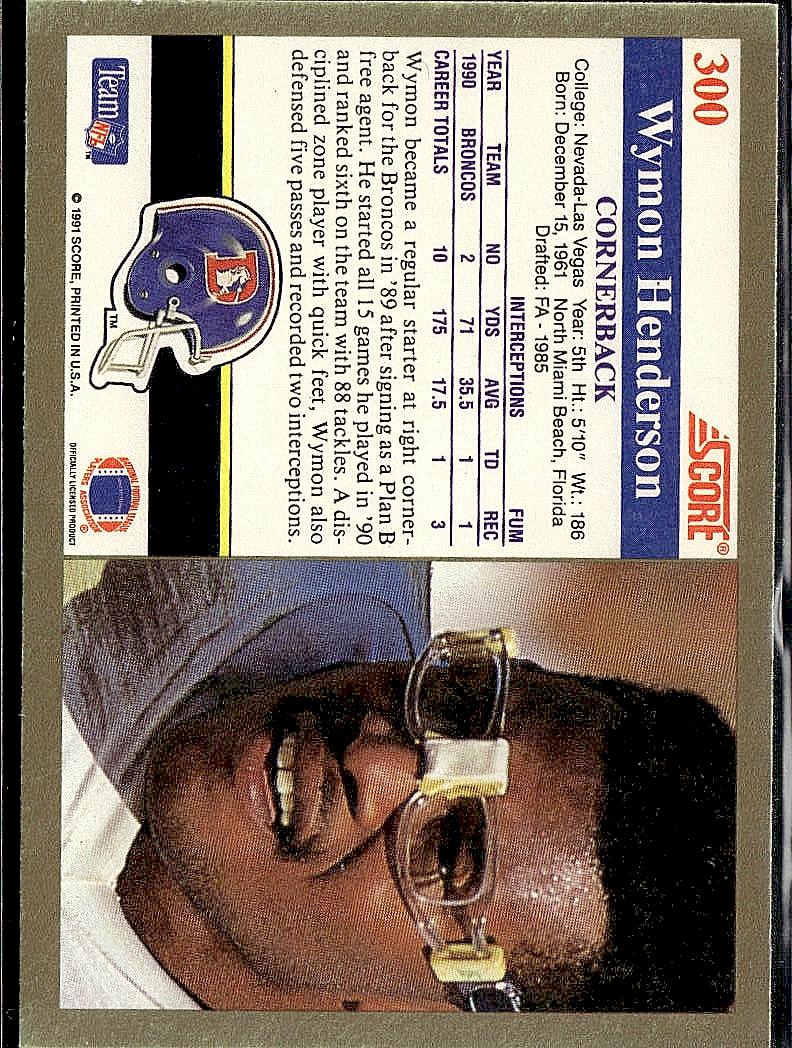 1991 Score #300 Wymon Henderson