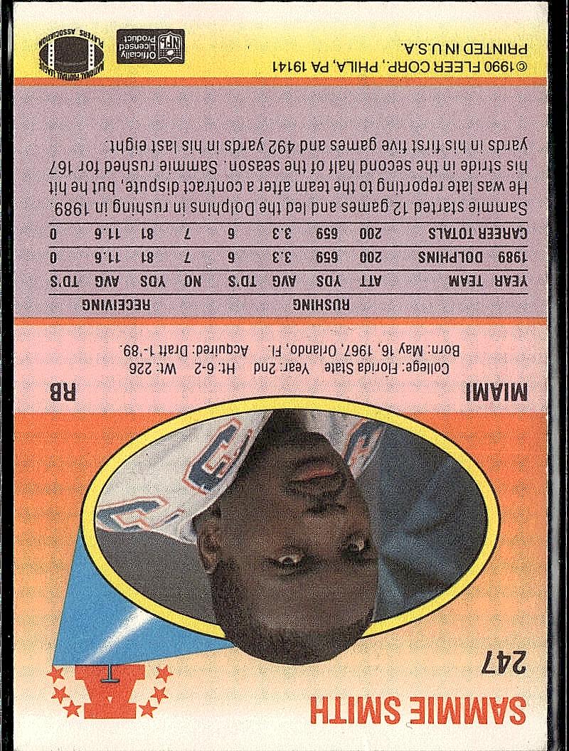 1990 Fleer #247 Sammie Smith