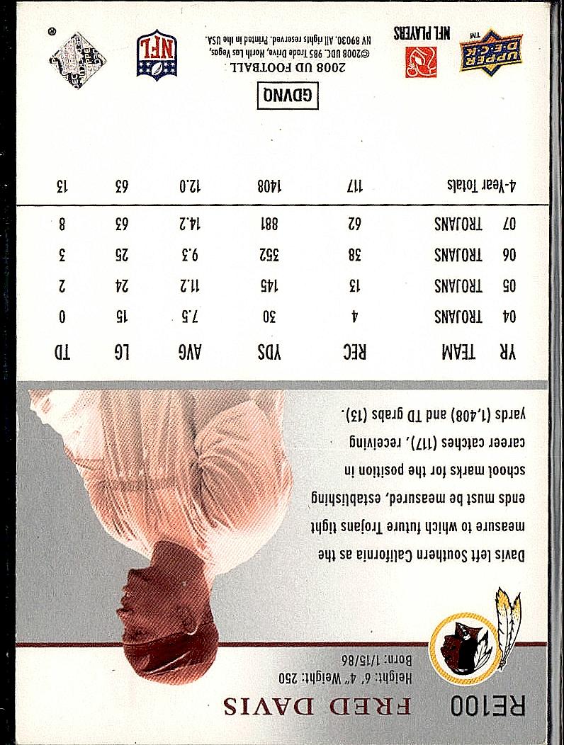 2008 Upper Deck Rookie Exclusives #RE100 Fred Davis