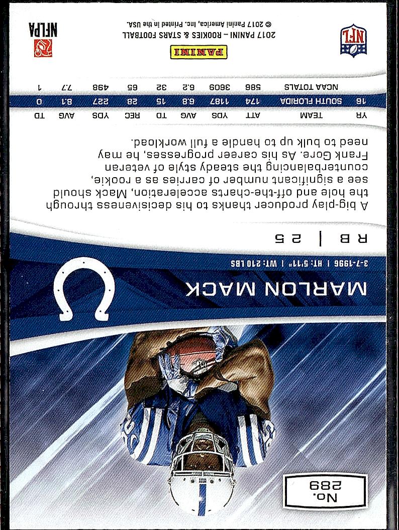 2017 Panini Rookies & Stars #289 Marlon Mack