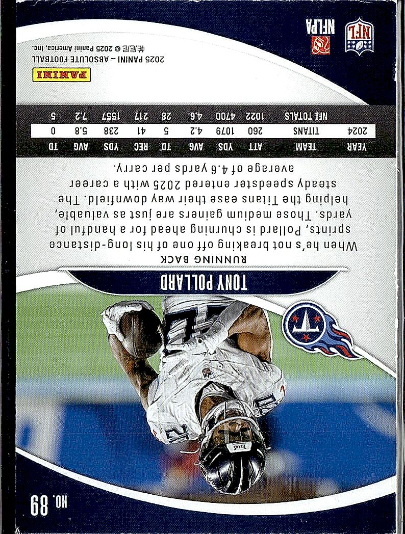 2025 Panini Absolute #89 Tony Pollard Red