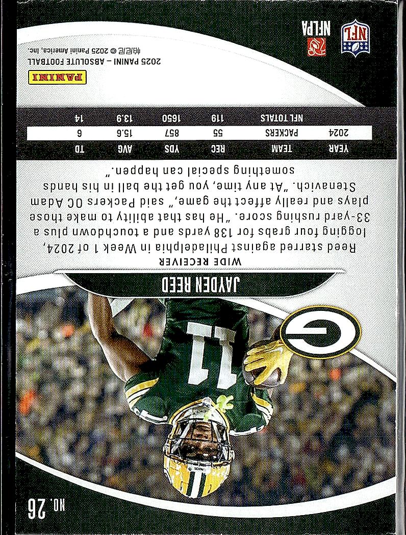 2025 Panini Absolute #26 Jayden Reed Orange