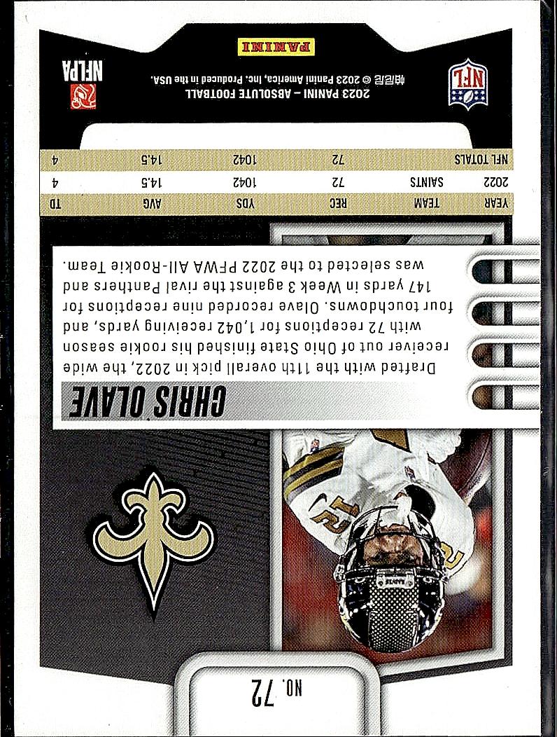 2023 Panini Absolute #72 Chris Olave Black