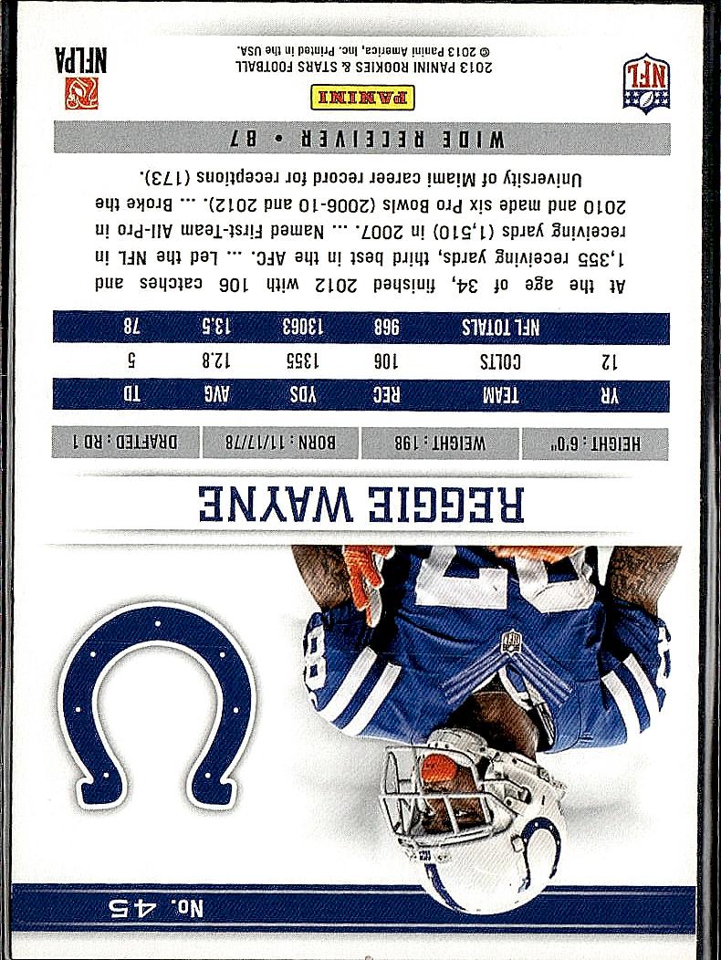 2013 Panini Rookies & Stars #45 Reggie Wayne