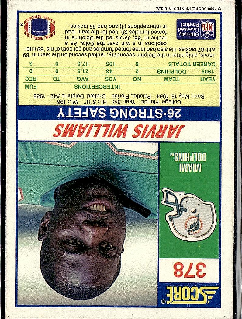 1990 Score #378 Jarvis Williams
