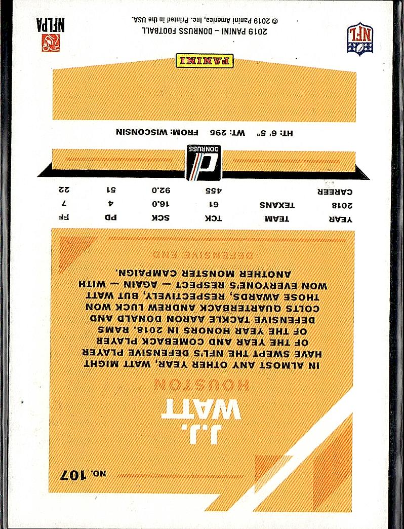 2019 Donruss #107 J.J. Watt