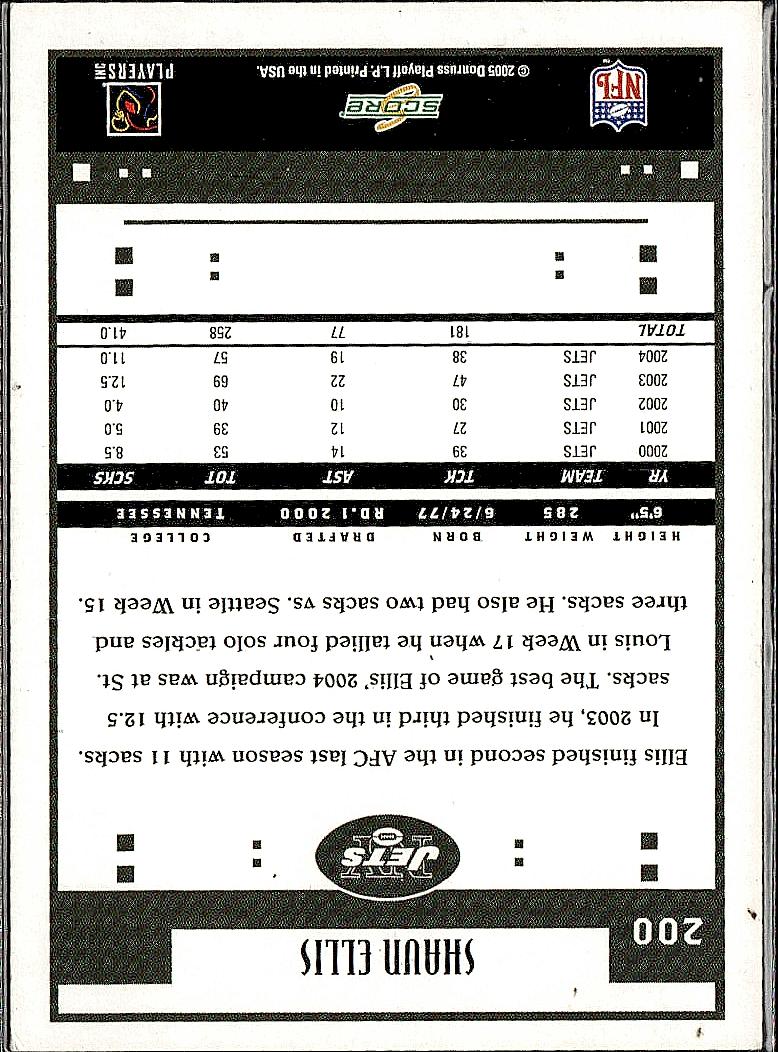 2005 Score #200 Shaun Ellis Adrenaline #/399