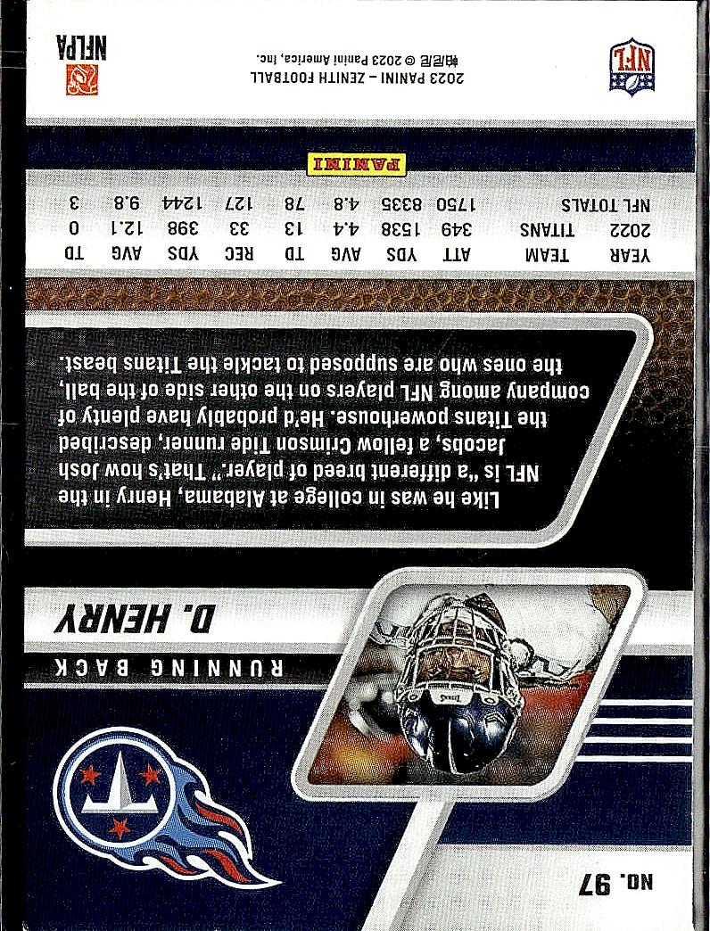 2023 Panini Zenith #97 Derrick Henry Red Zone