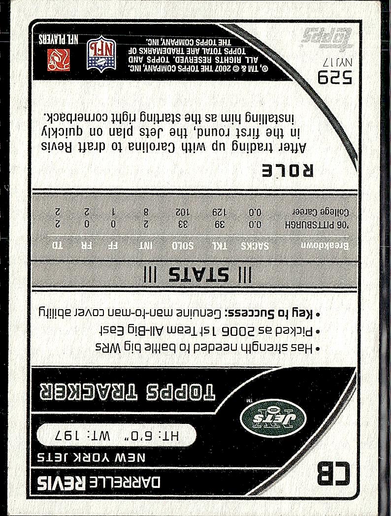 2007 Topps Total #529 Darrelle Revis