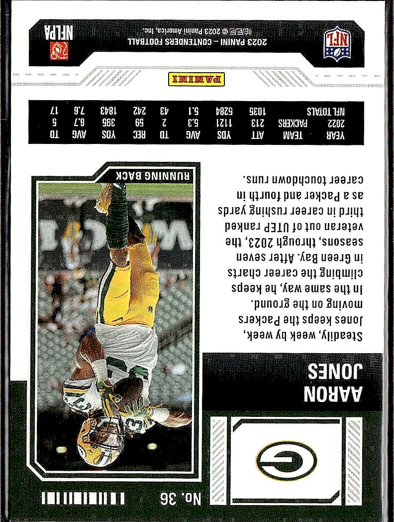 2023 Panini Contenders #36 Aaron Jones Season Ticket Retail