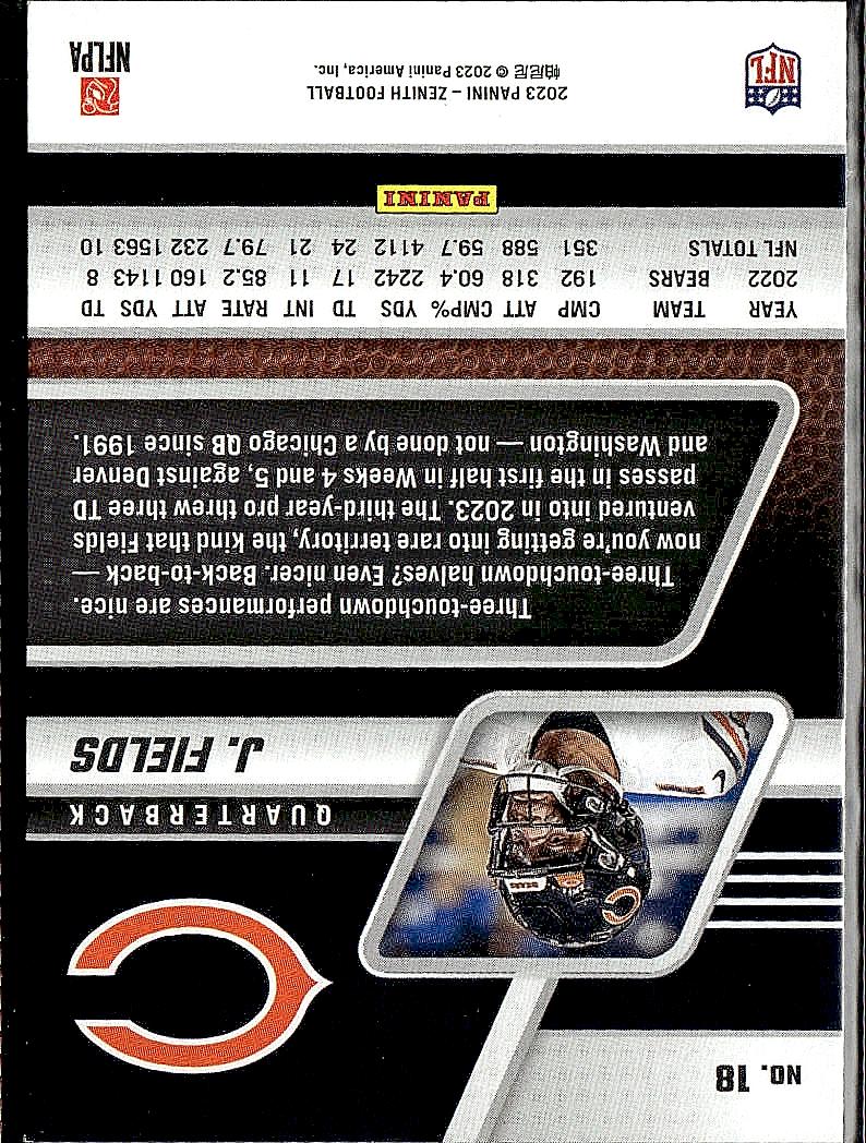2023 Panini Zenith #18 Justin Fields Retail